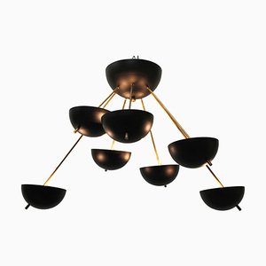 Italian Black Brass Ceiling Lamp in style of Arredoluce, 1960s