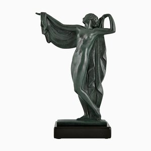 Pierre Le Faguays, Venere nuda al bagno, Art Deco, 1930, metallo