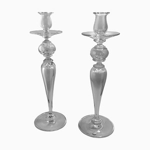 Italian Art Deco Style Crystal Candleholders, 1985, Set of 2