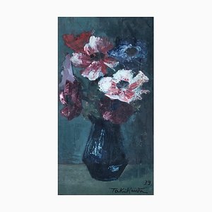 Taki Kawa, Nature morte Bouquet de Fleurs, 1939, Öl auf Leinwand, gerahmt