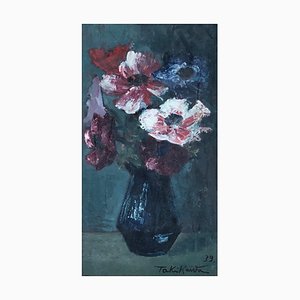 Taki Kawa, Nature morte bouquet de fleurs, 1939, óleo sobre lienzo, Enmarcado