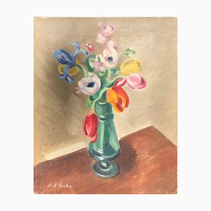 Alexis Louis Roche, Bouquet de fleurs, Huile sur Toile