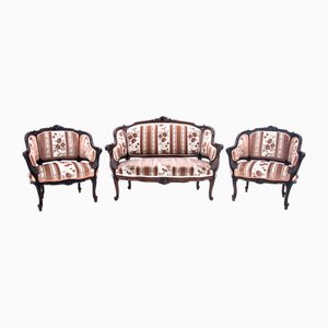 Living Room Sofa & Armchairs, 1900s, Set of 3