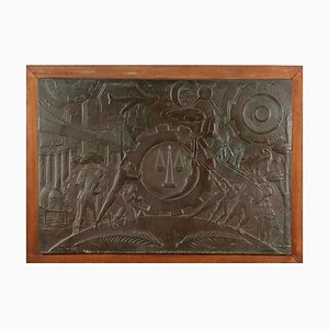 Allegory of the History of Man, Embossed Copper Bas-Relief, 20th Century