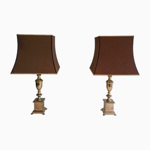 Neoclassic Brass Lamps, 1940s, Set of 2