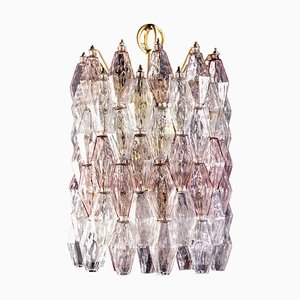 Pink and Ice Poliedri Chandelier attributed to Carlo Scarpa from Venini, 1955