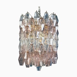 Pink & Ice Poliedri Chandelier attributed to Carlo Scarpa from Venini, 1955