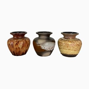 Vintage Pottery Fat Lava Vases attributed to Scheurich, Germany, 1970s, Set of 3