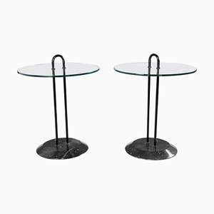 Italian Modern Coffee Tables in Glass and Black Metal, 1980s, Set of 2