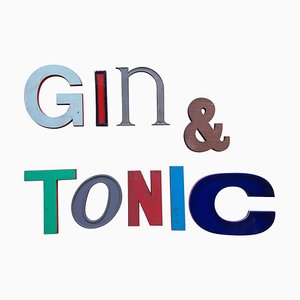 Lettere originali vintage di Gin & Tonic, set di 9