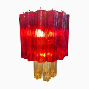 Red and Gold Murano Chandelier by Valentina Planta