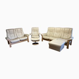 Ekornes Stressless 3-Seater, 2-Seater Sofas, Chair & Footstools, Set of 4