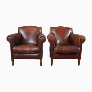 Vintage Armchairs in Sheep Leather, Set of 2