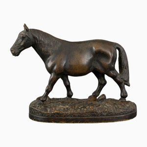 Cavallo da tiro in miniatura in bronzo, XIX secolo