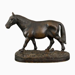 Cheval de Trait Miniature en Bronze, 19ème Siècle