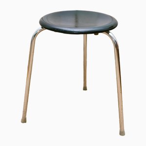 Metal Workshop Stool with Wooden Seat, France, 1940s