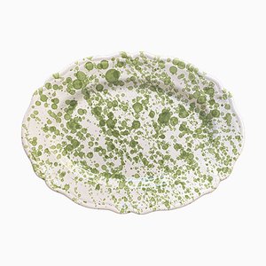 Oval Plate with Green Dots from Popolo