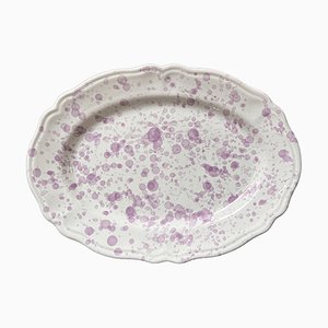 Oval Plate with Violet Dots from Popolo