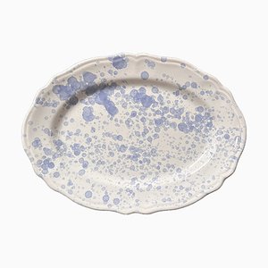Oval Plate with Sky Blue Dots from Popolo