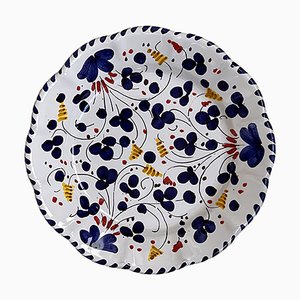 Medium Deruta Plate with Blue Flowers from Popolo