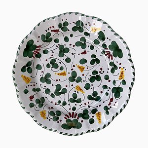 Medium Deruta Plate with Green Flowers from Popolo