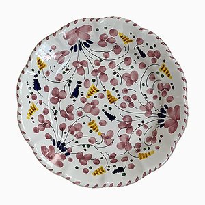 Medium Deruta Plate with Pink Flowers from Popolo