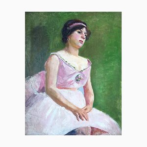 Charles De Ziegler, La danseuse au tutu rose, Oil on Canvas