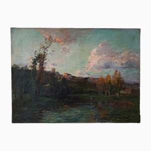 Edmond Marie Petitjean, Lavandières à la rivière, Oil on Canvas