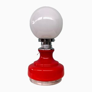Lampe de Bureau en Verre et Acier, Italie, 1970s