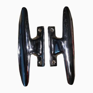Italian Handles in Chromed Brass, 1950s, Set of 2