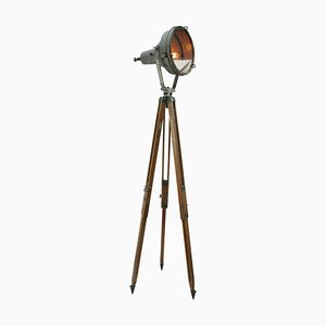 Industrielle Vintage Stehlampe mit Spotlight aus Klarglas