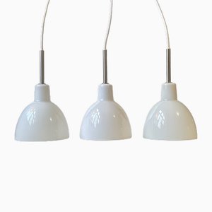Toldbod White Opaline Glass Pendant Lamps from Louis Poulsen, 1980s, Set of 3