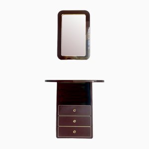 Commode et Miroir Bordeaux, 1980s, Set de 2