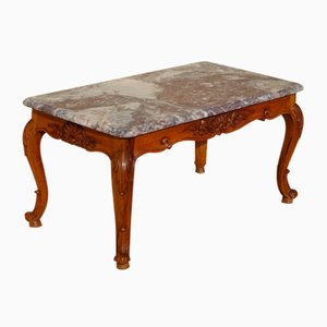 Antique Coffee Table in Walnut with Marble Top by Metge, 1890s