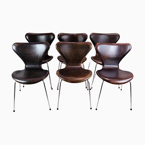 Sjuan 3107 Chairs by Arne Jacobsen for Fritz Hansen, 1960s, Set of 6