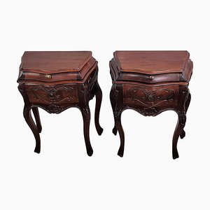 French Nightstands with Drawers and Carbriole Legs, 1940s, Set of 2