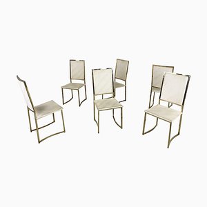 Vintage Brass Dining Chairs from Belgochrom, 1970s, Set of 6