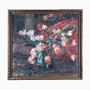 Foulon, Nature Morte au Vase, Peinture sur Toile