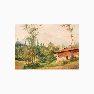 Luigi Liverani, Landscape, Oil on Panel, Framed