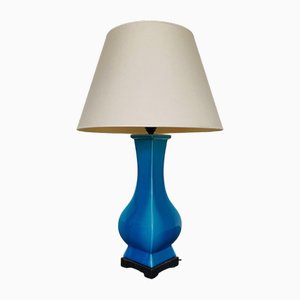 Turquoise Ceramic Table Lamp, 1980s