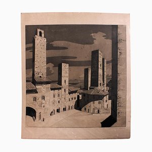 Sir Claude Francis Barry, Towers, 1930, Aquatinta-Radierung