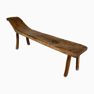 Antique French Country Bench in Carved Oak