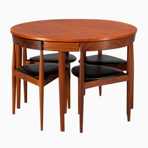 Rounded Dining Table in Teak and Chairs by Hans Olsen for Frem Rojle, 1960s, Set of 5