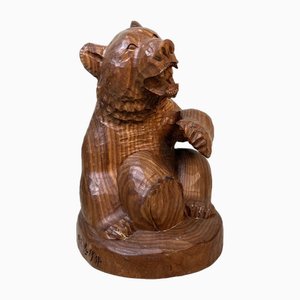 Hokkaido Kibori Kuma Bear in Carved Wood, Japan, 1950s