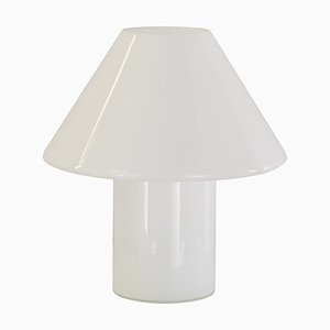 Large Vintage Mushroom Table Lamp in Glass of Glossy White Murano, Italy