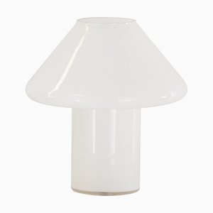 Vintage Mushroom Lamp with Shiny White Murano Glass, Italy