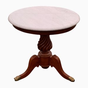 Antique Gueridon Pedestal Table in Marble and Mahogany