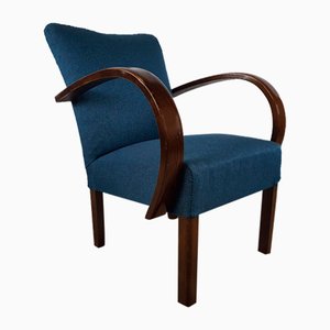 Art Deco Armchair in Blue Fabric, Italy, 1940s