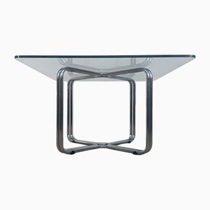 Square Chromed Steel and Glass Dining Table attributed to Gastone Rinaldi for Rima, 1960s