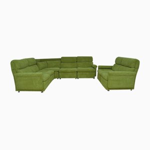 Green Corduroy Modular Sofa, 1970s, Set of 7